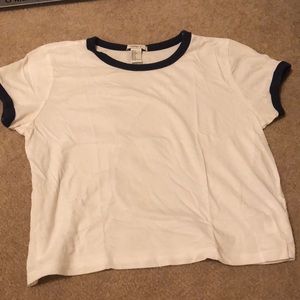 White shirt with navy blue lining